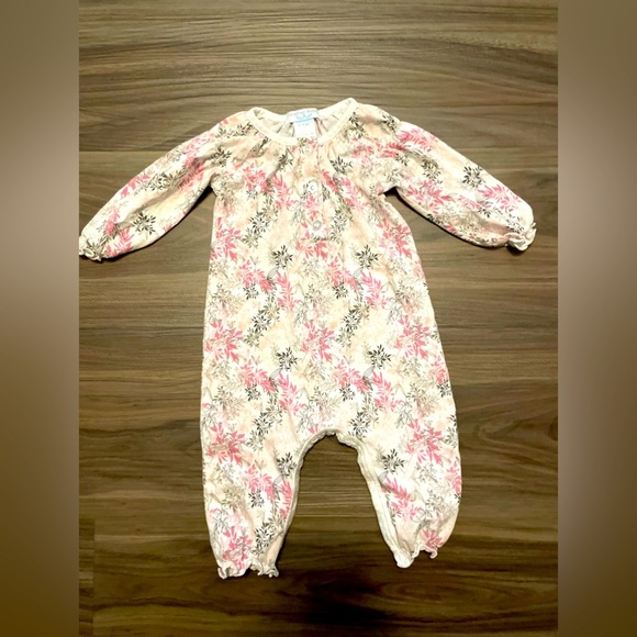 Feather BabyFloral Pink and Cream Kids Footie size 0/3M - Picture 1 of 4